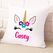 Unicorn Cushion Cover - Personalised with your child's name and cute illustration - 45cm x45cm, Luxe Soft Finish (Bright White)